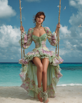 Summer Floral Embroidered Lace Patchwork Comfort Dress c604