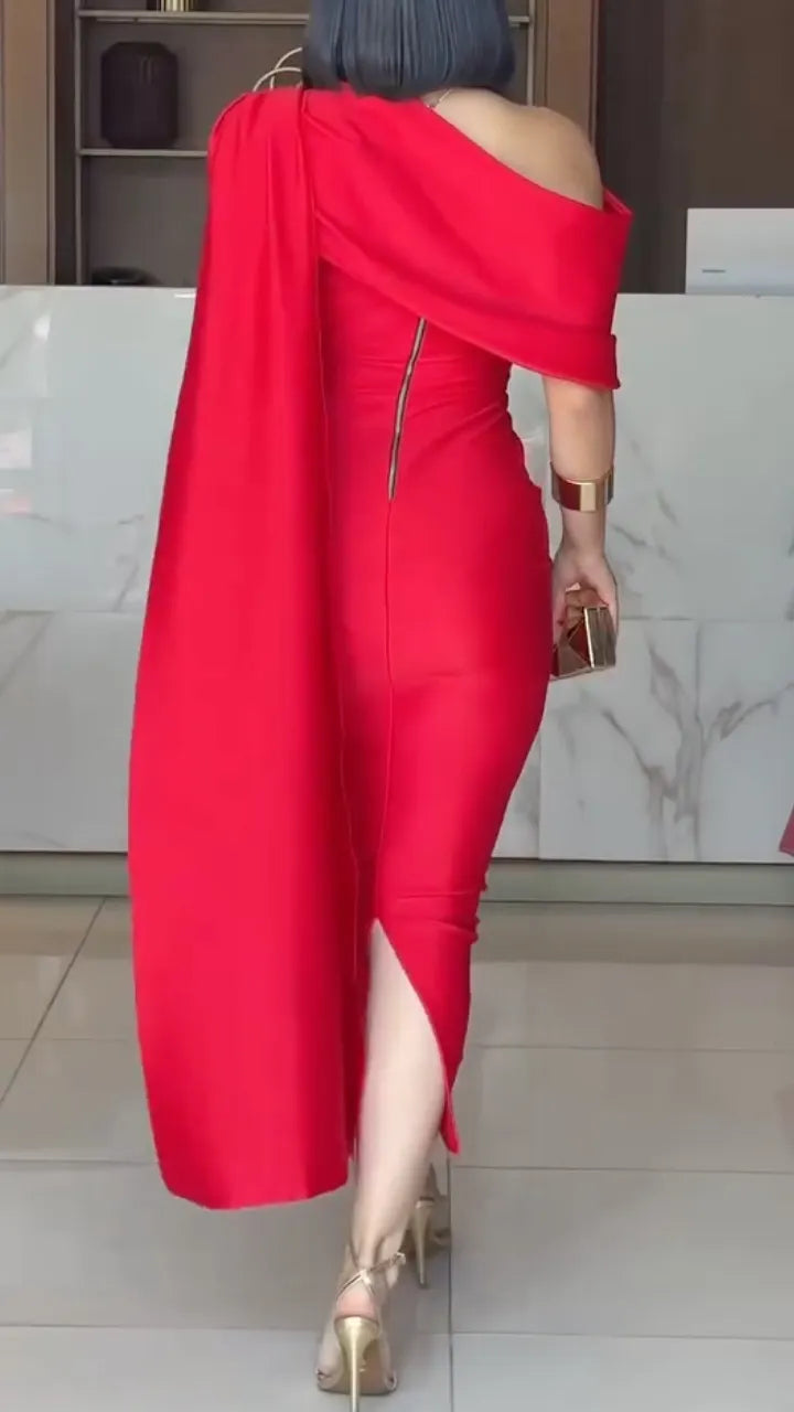 Elegant Ruched Bodycon Satin Dress