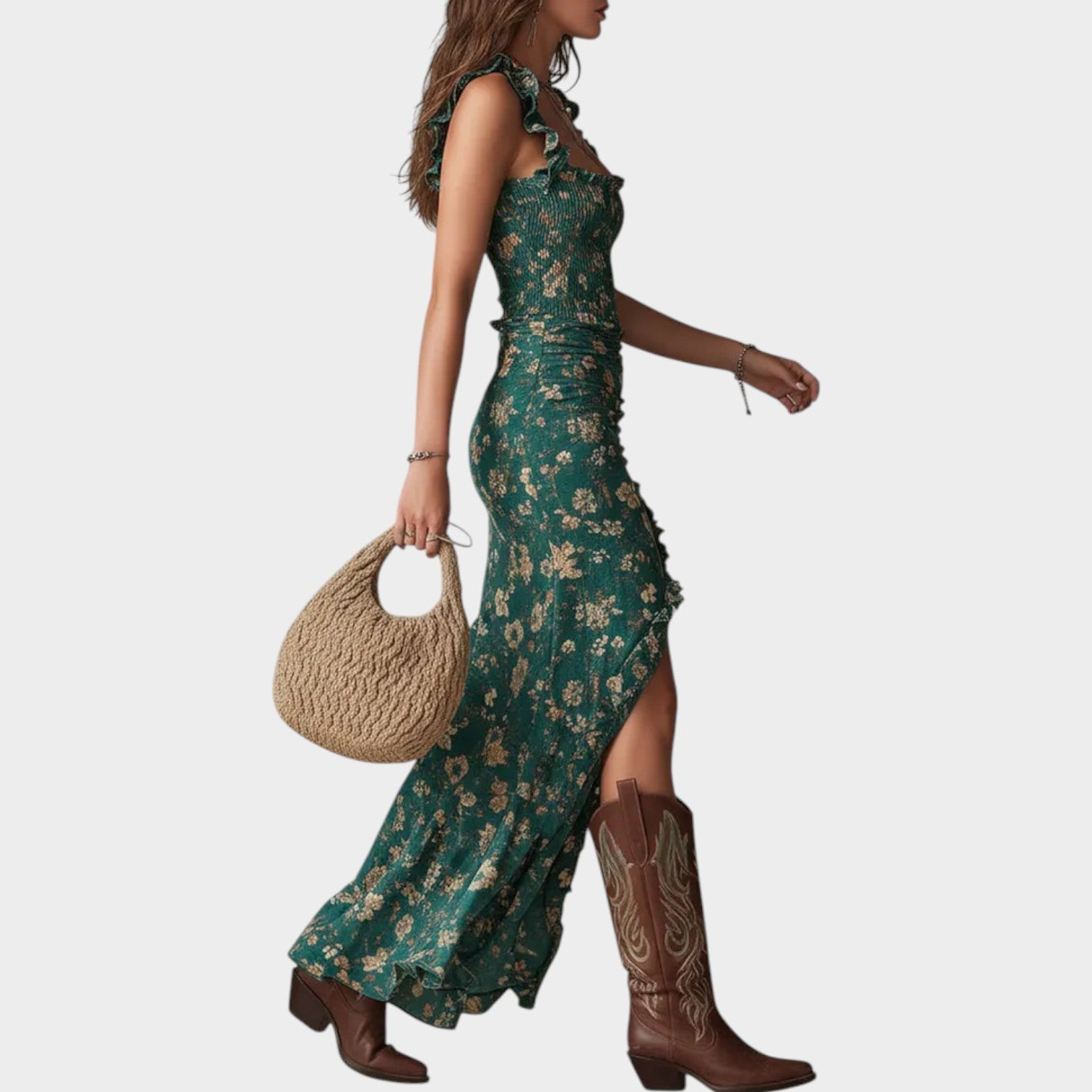 Floral Ruffle Midi Dress