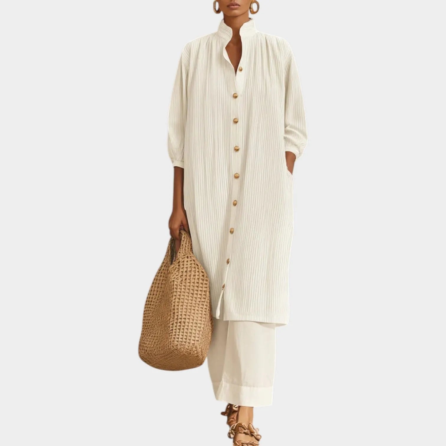 ButtonâDown Tunic and WideâLeg Pant Set