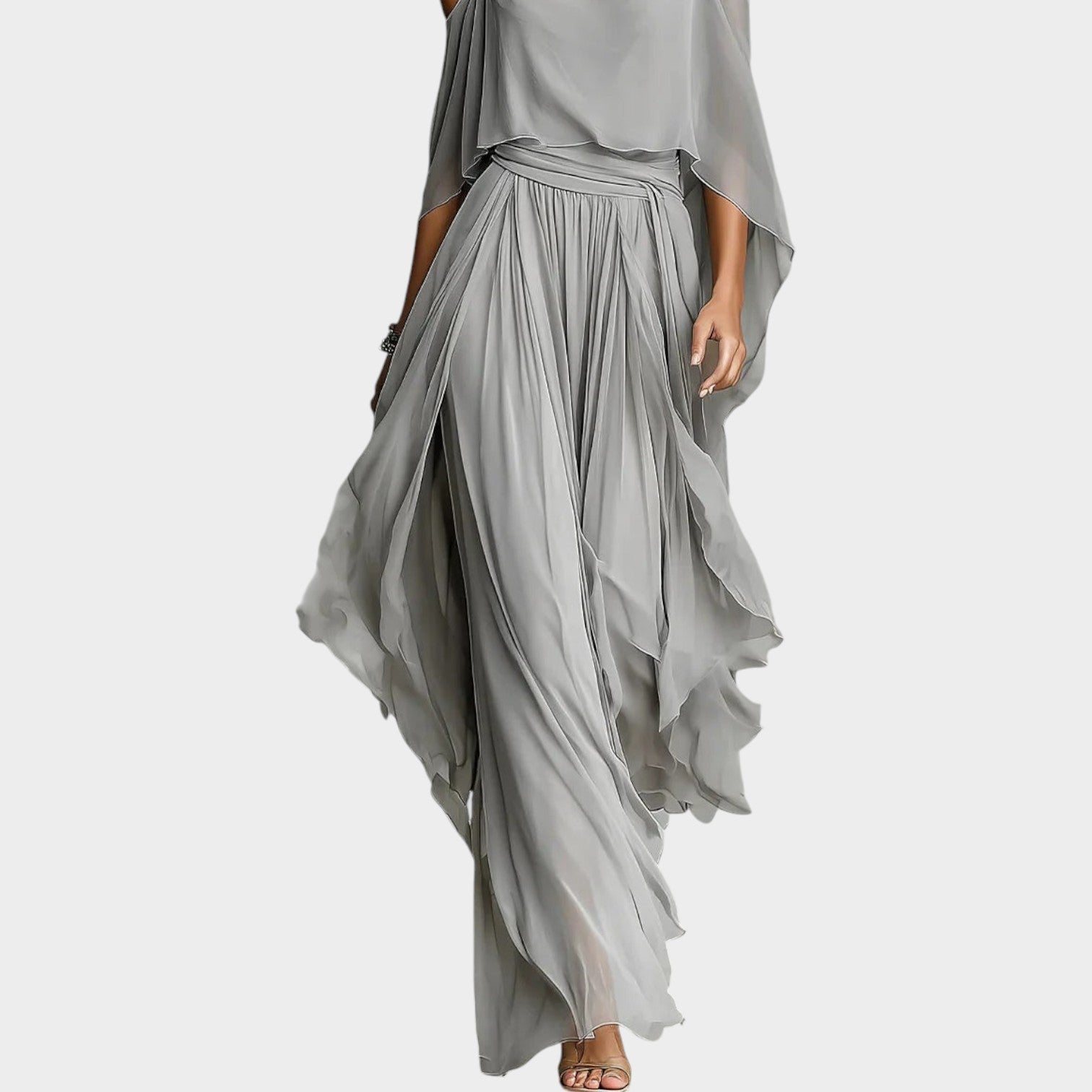 Flowing Draped Maxi Two-Piece Set
