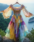 Summer Irregular Lace Patchwork BeadedRuffle Dress 22f9