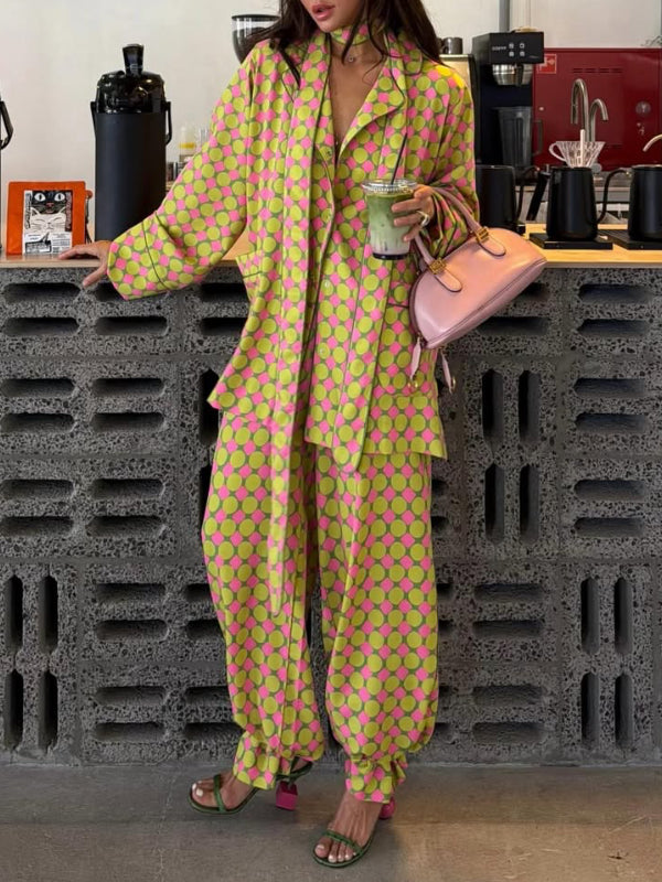 Polka Dot Blazer & Jogger Pants Co‑Ord Set