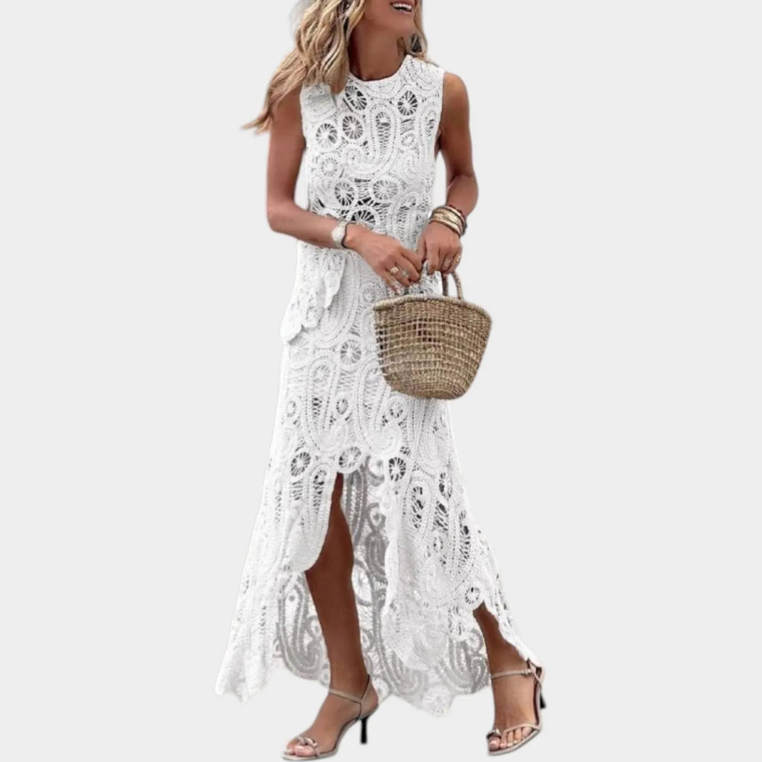 Sleeveless Crochet Maxi Dress