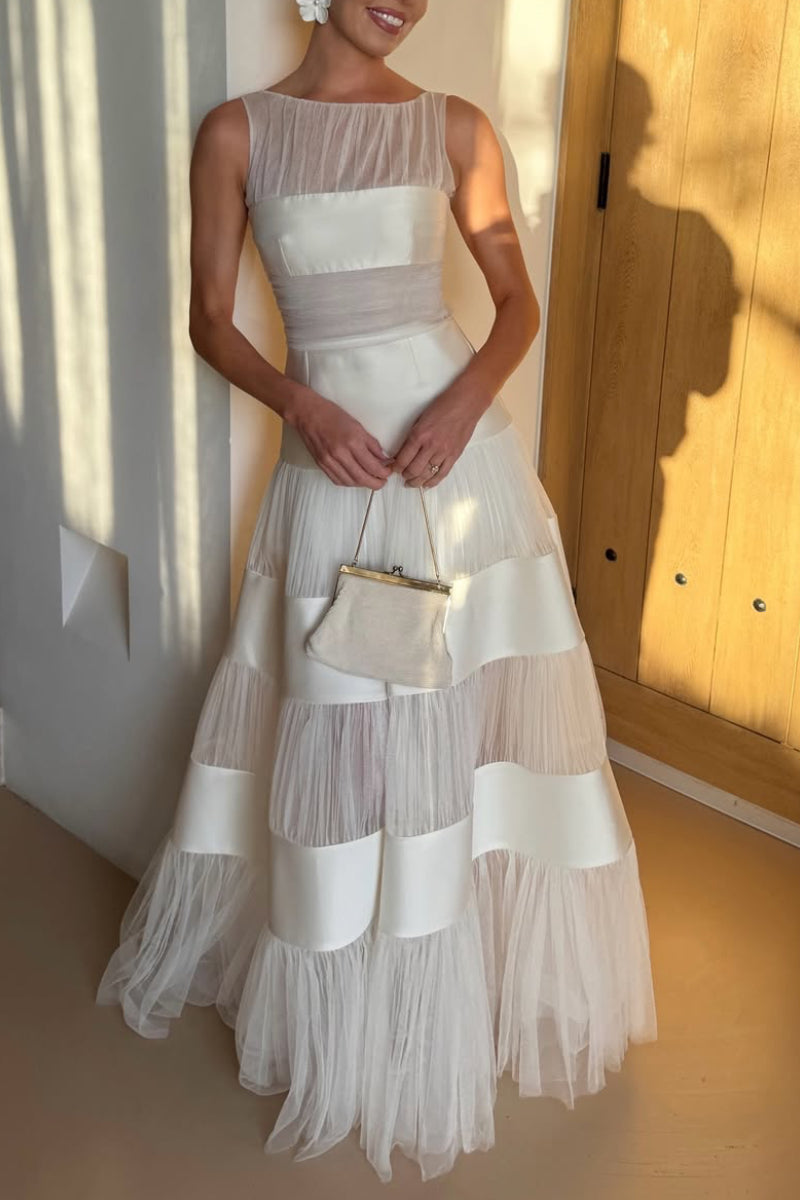 Women's Off-the-Shoulder Paneled Elegant Evening Dress