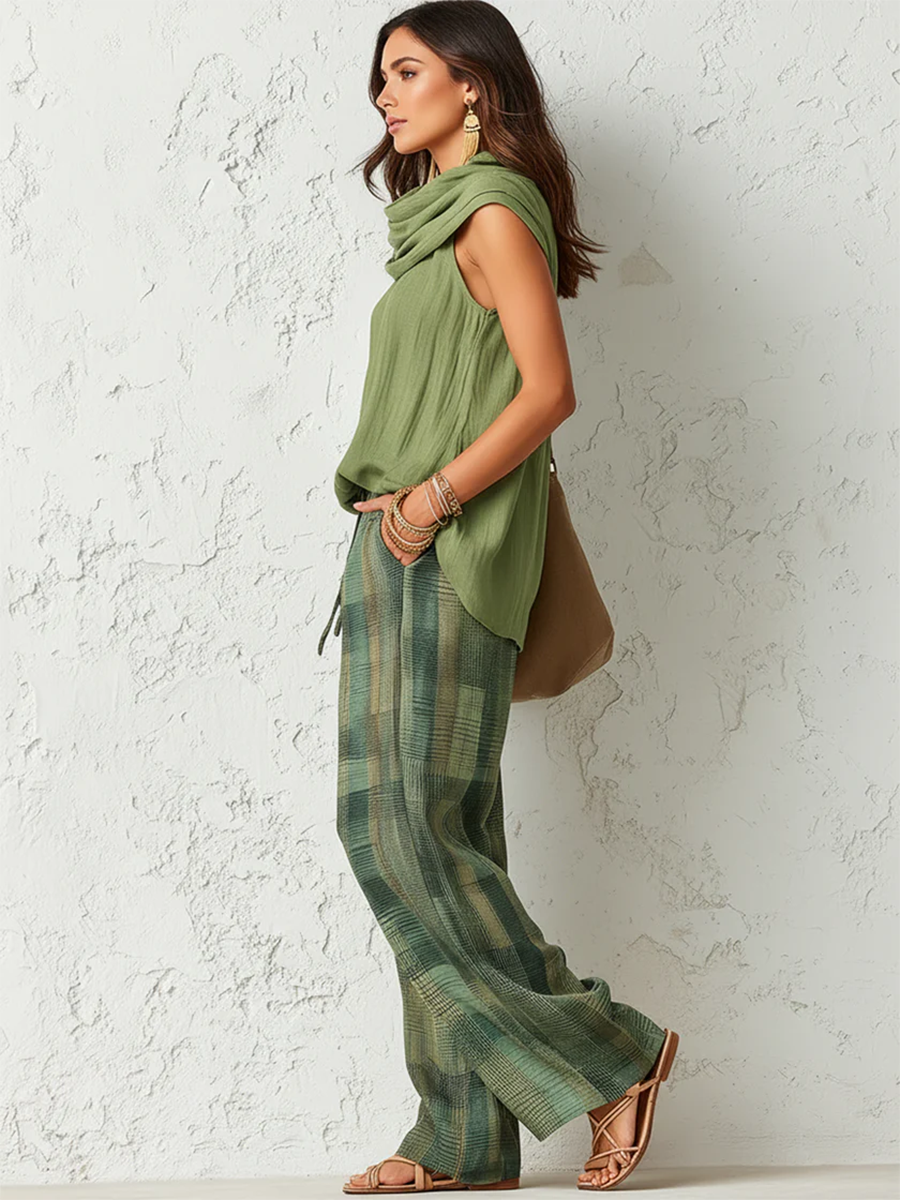 Cozy Green Forest Cotton-linen Three Piece Set