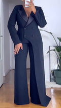 Lapel Double-Breasted Irregular Wide-Leg Suit