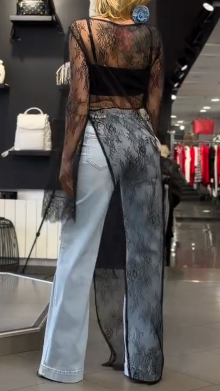 Women's Lace Irregular Long Fashion Top