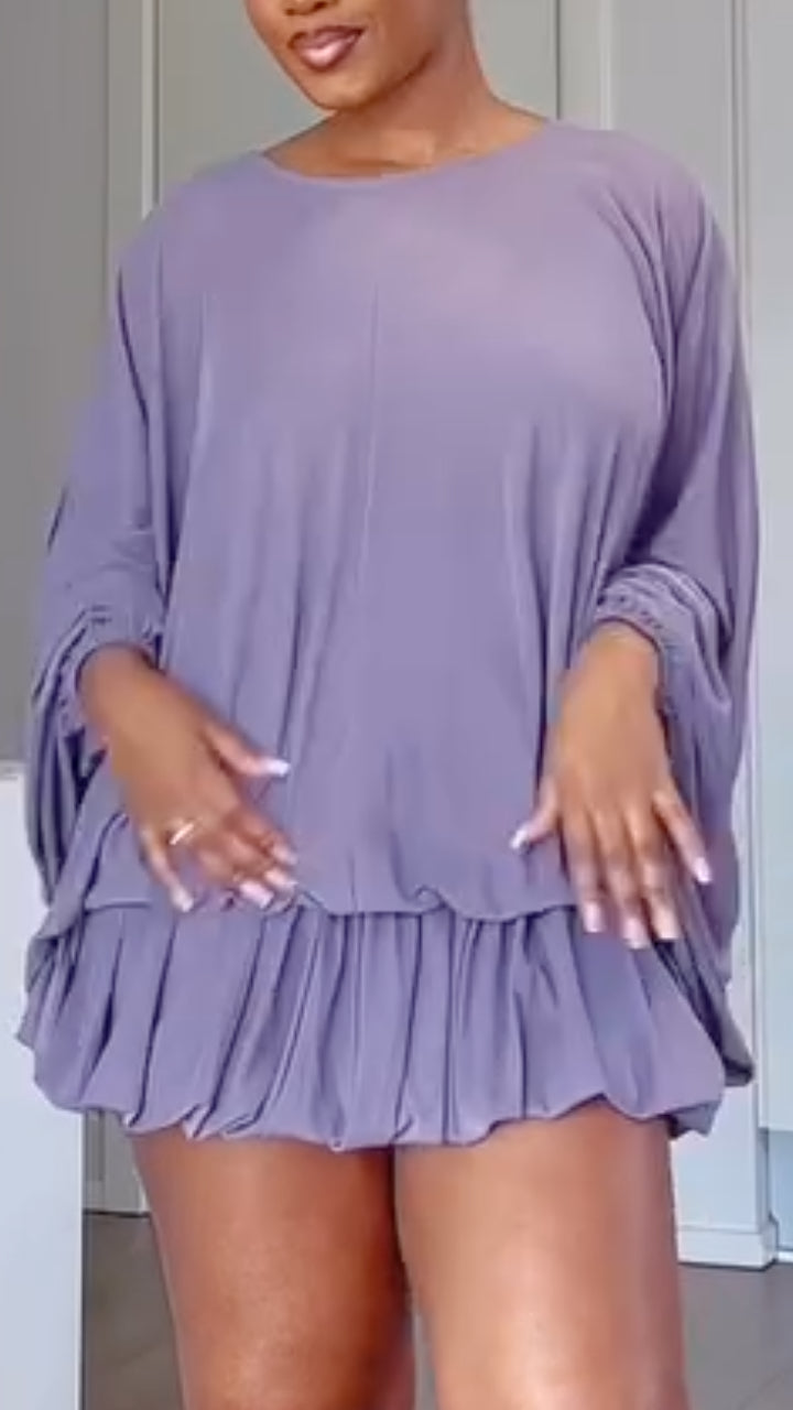 Lavender Oversized Ruffle Mini Dress