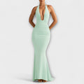 Elegant gala dress with an open back and stunning neckline