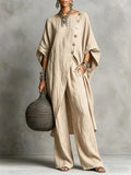 Linen Oversized Tunic & Wide‐Leg Pants Co‐Ord Set