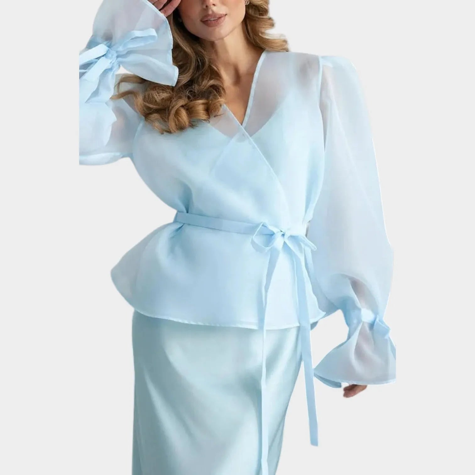 Satin and Chiffon Two-Piece Set