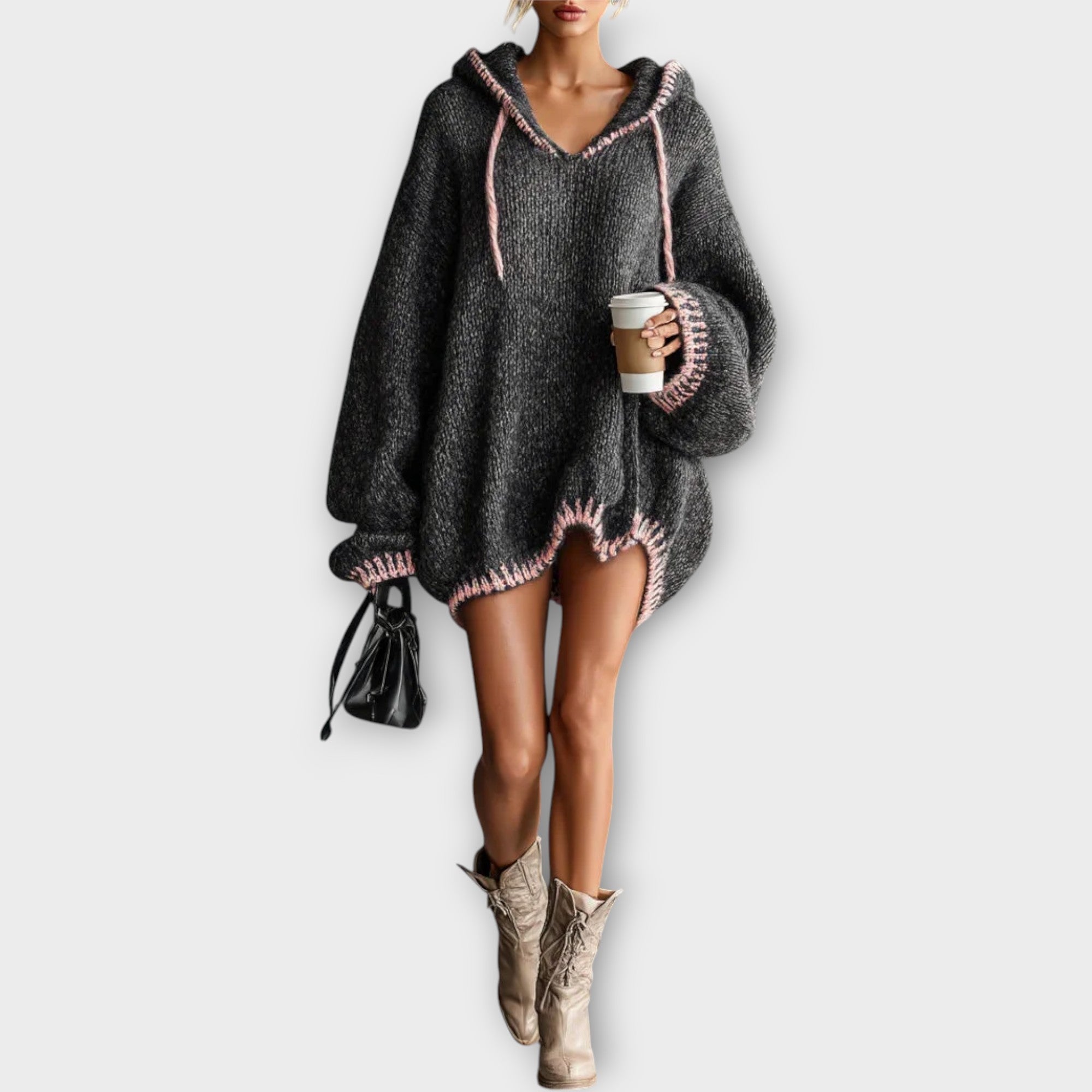 Cozy Hooded Knit Sweater Dress