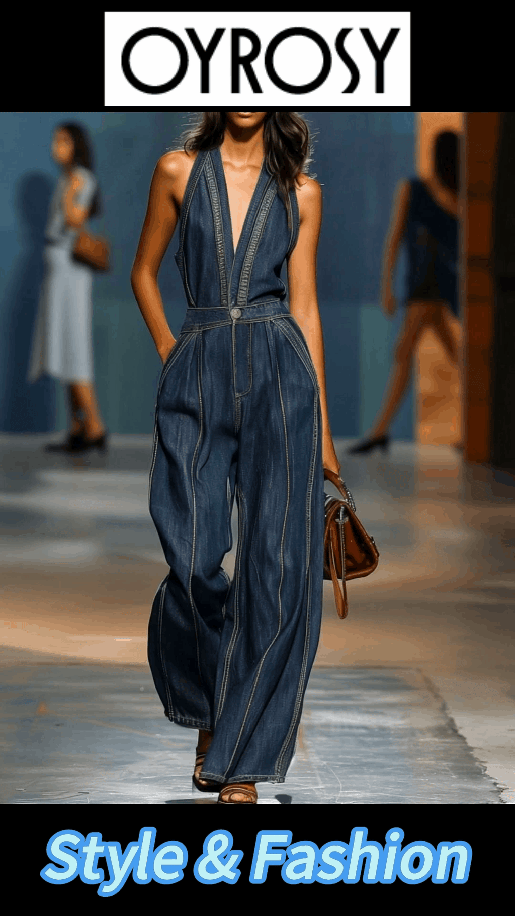 [24-hour shipping out]V-Neck Casual Retro Sleeveless Wide-Leg Denim Jumpsuit
