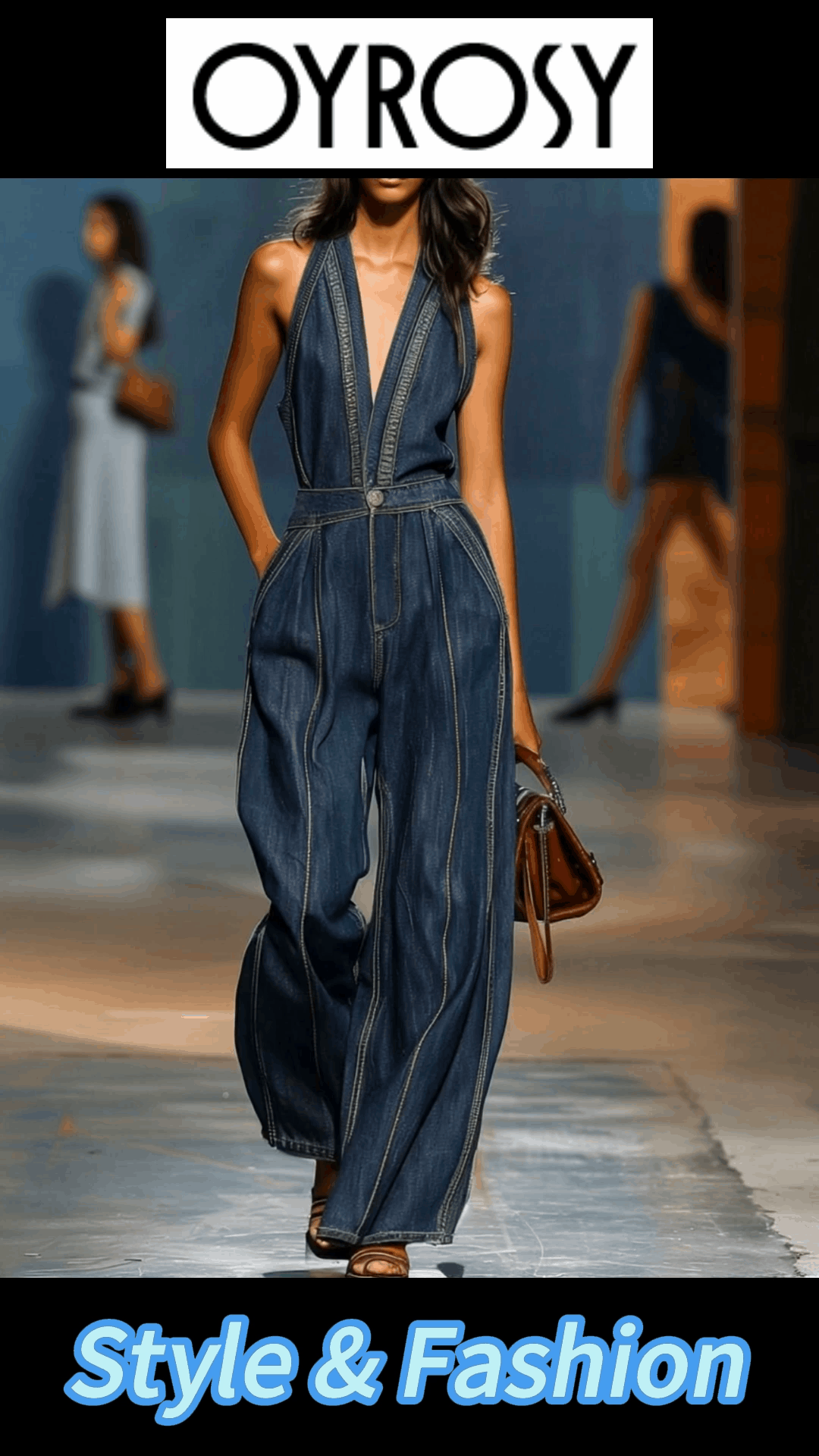 [24-hour shipping out]V-Neck Casual Retro Sleeveless Wide-Leg Denim Jumpsuit