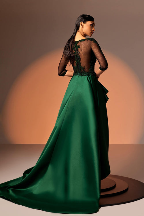 3/4 sleeves satin dress