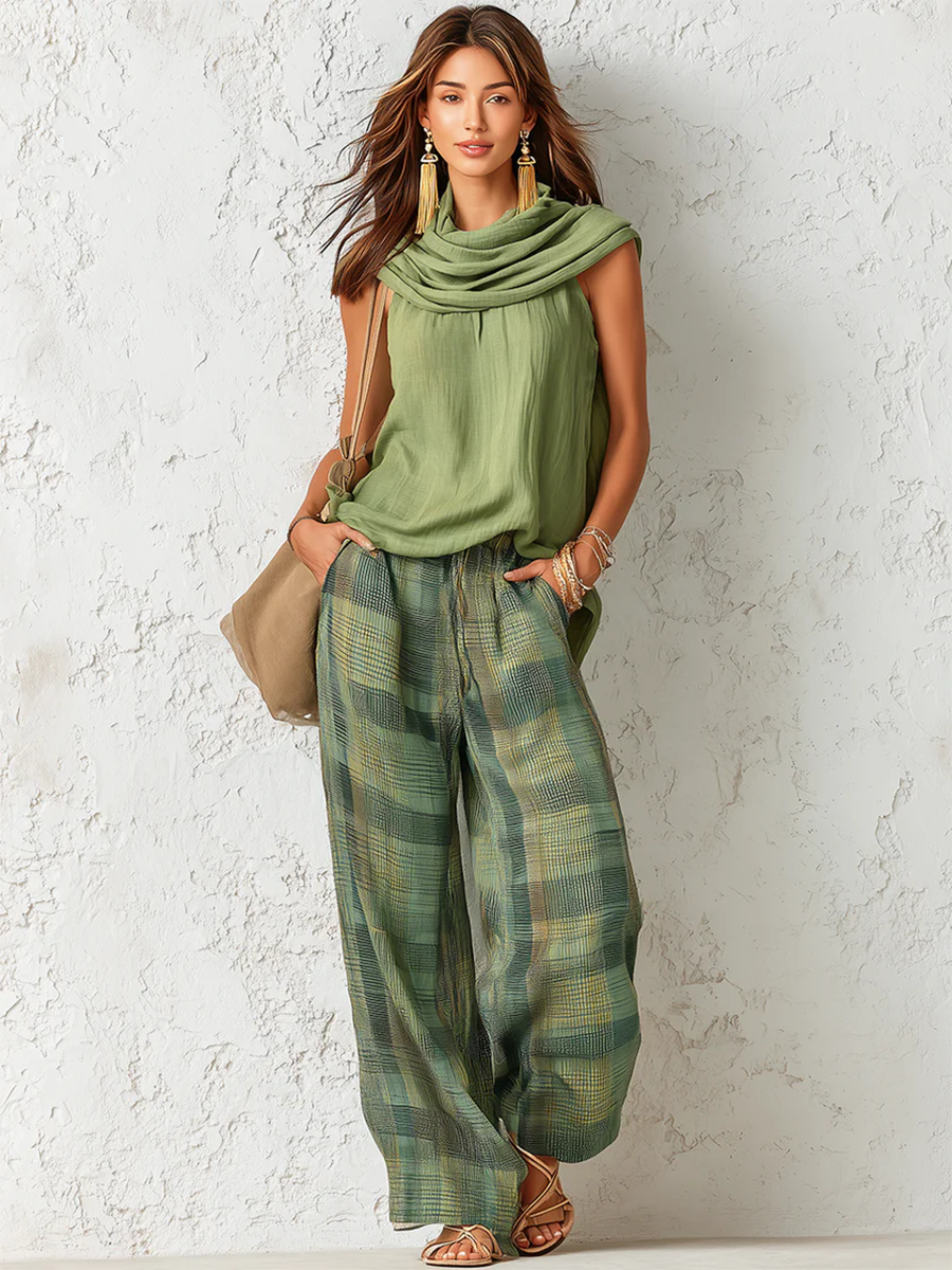Cozy Green Forest Cotton-linen Three Piece Set