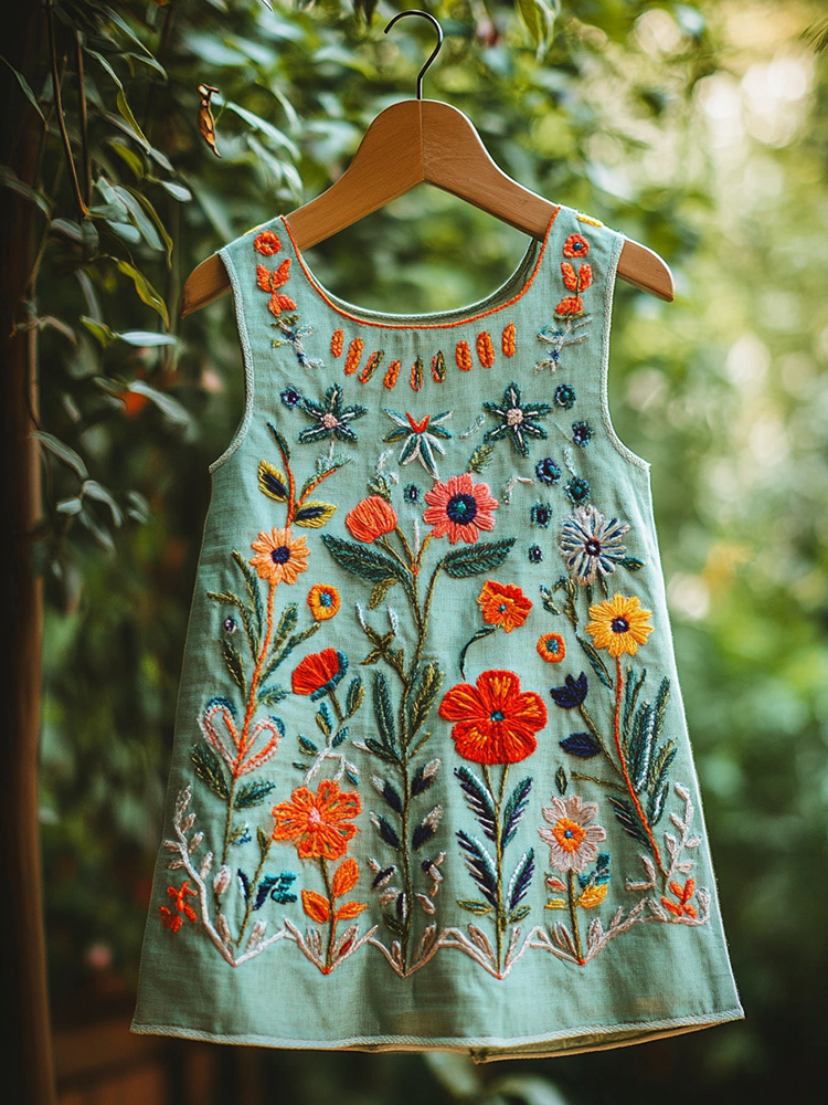 Vintage Boho Floral Linen Top