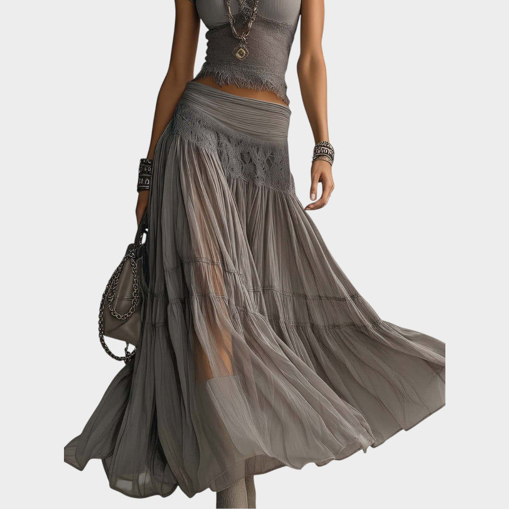 Crop Top & Sheer Maxi Skirt Set