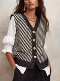 Refined Black Stripe Tailored Vest