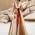 Women's Vintage Floral Art Cotton Linen Maxi Dress