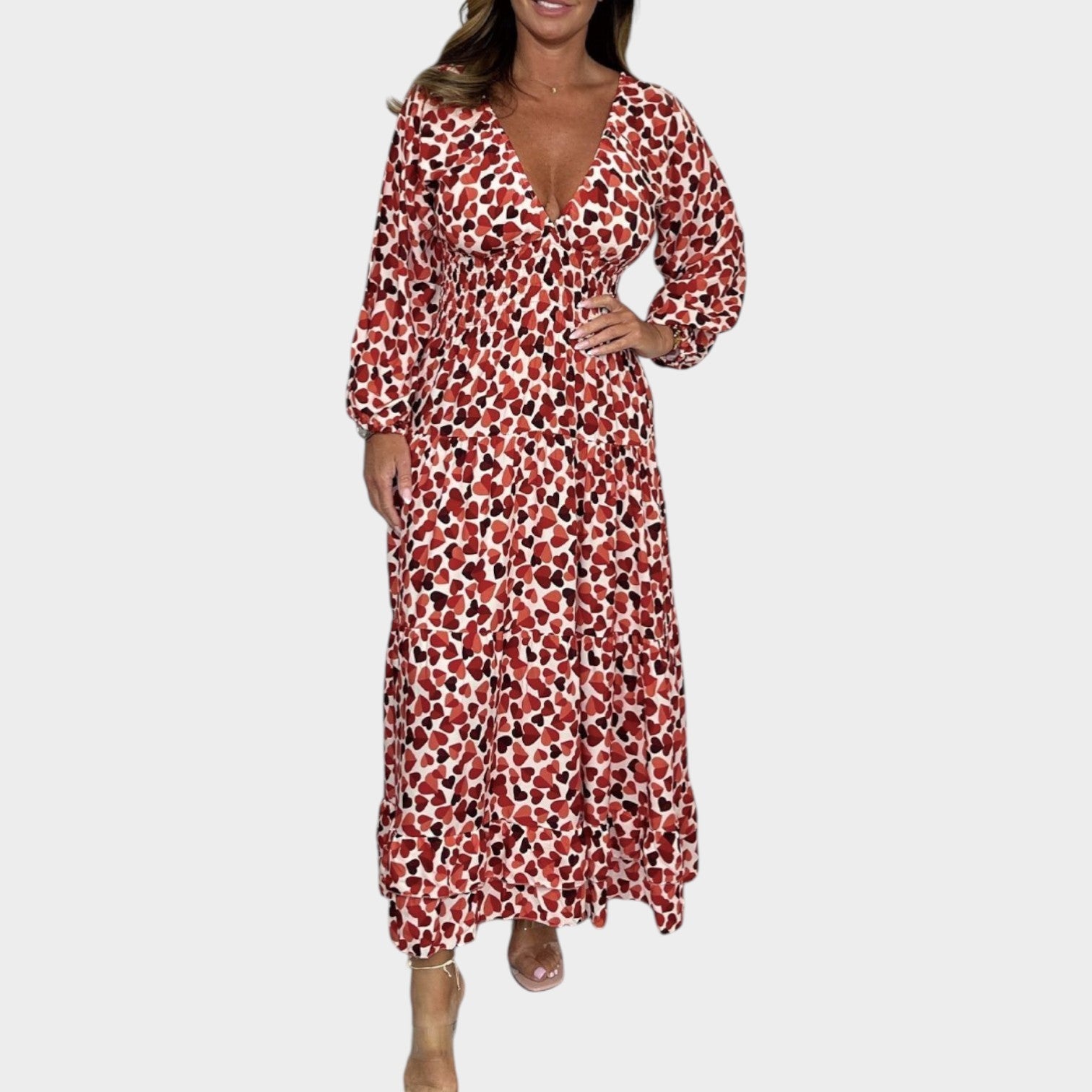 Long Sleeve Printed Maxi Dress