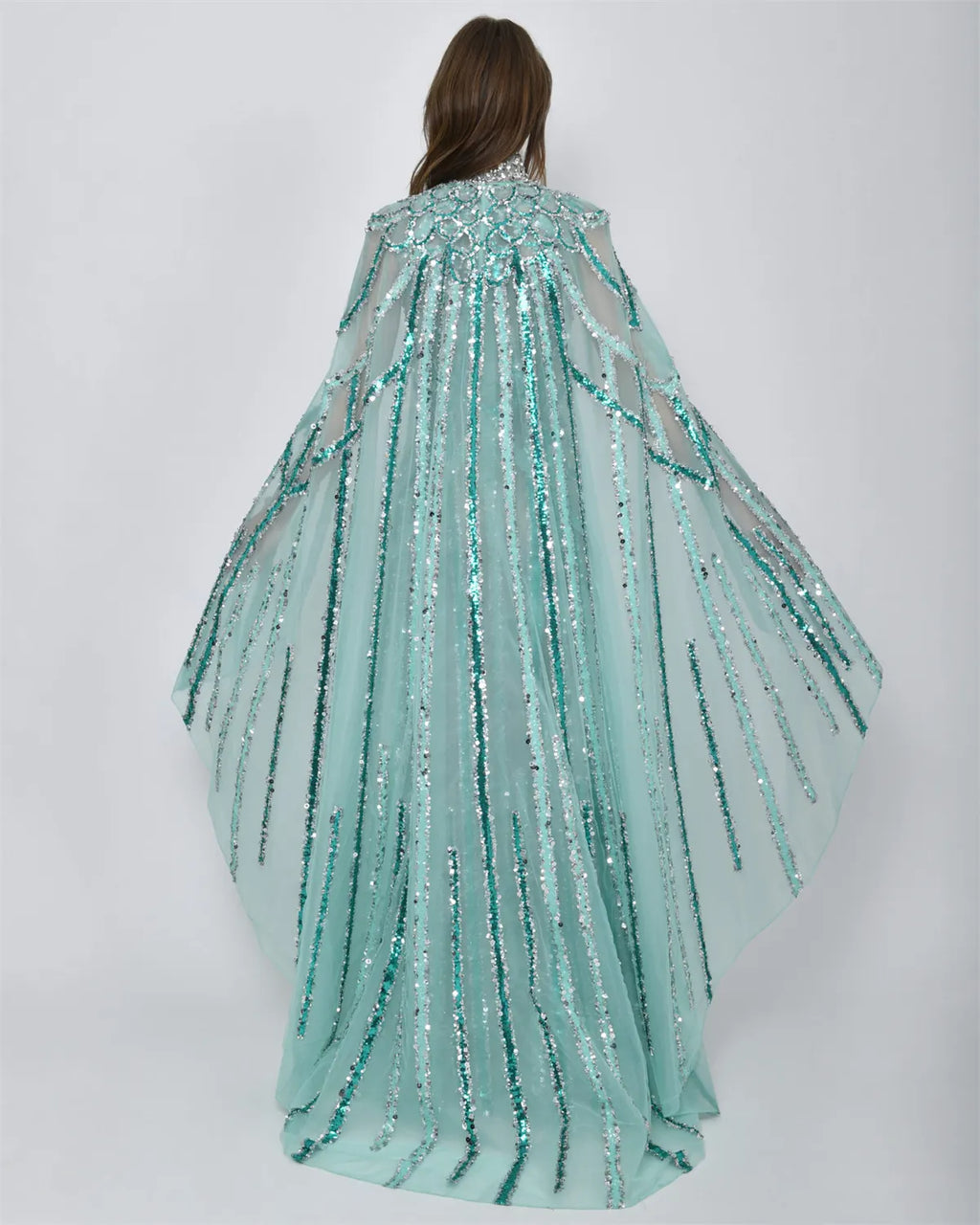 Women's Shawl Embroidered Sequins Evening Dress