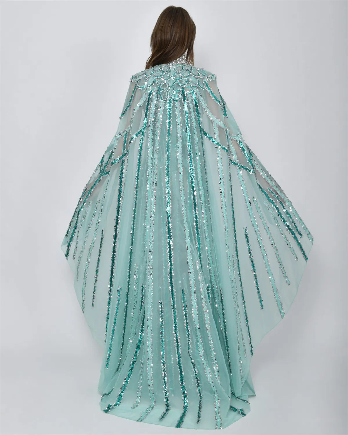 Women's Shawl Embroidered Sequins Evening Dress