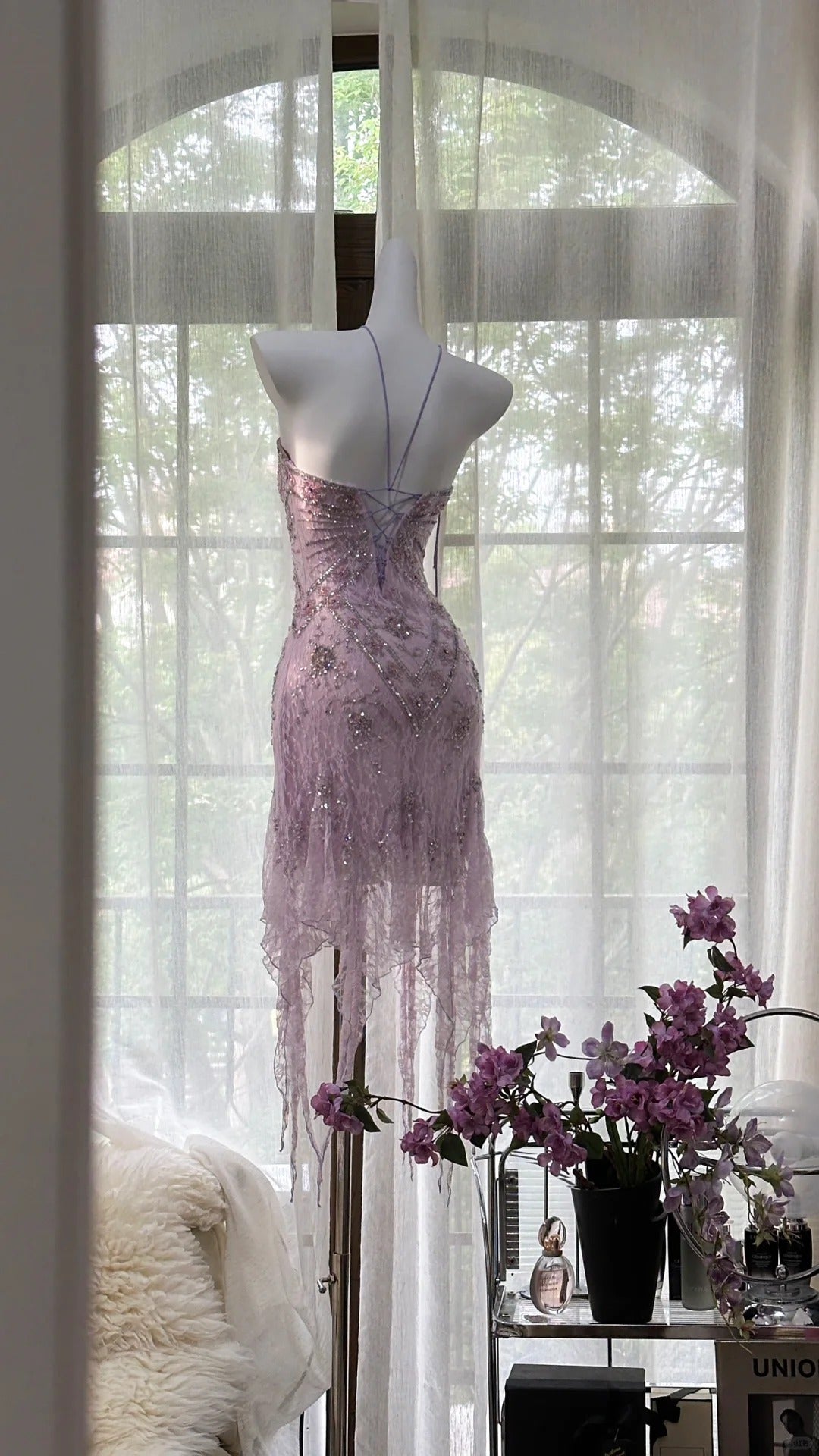 Purple Gorgeous Exquisite Beaded Lace Long Chiffon Homecoming Dress Prom Dress Evening Dress Wedding Party Dress Prom Dress Graduation Date Dress 3988