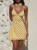 Women's Halter-neck Strappy Backless Polka-dot Print Dress