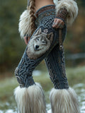Viking Symbol & Wolf Celt Knot Chunky Cozy Leggings