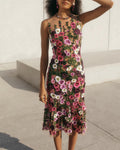Women's Sleeveless Round Neck 3D Embroidery Dress