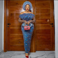 Blue Luxury Wedding Dress, Birthday dress, African clothing, African fashion,Gift for her, Wedding Guest, Owanbe,Engagement Dress,Photoshoot