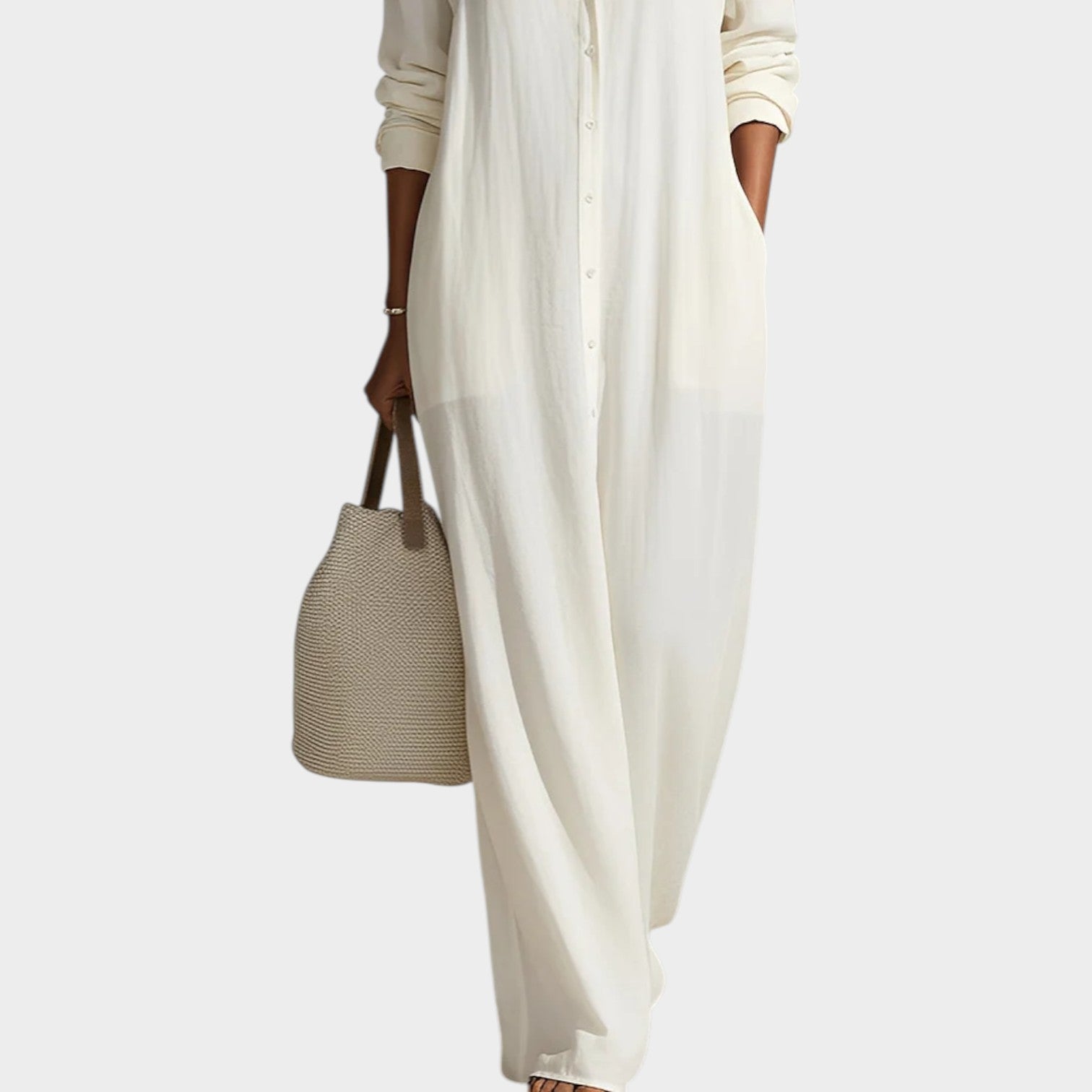 Relaxed Button-Down Maxi Shirt Dress