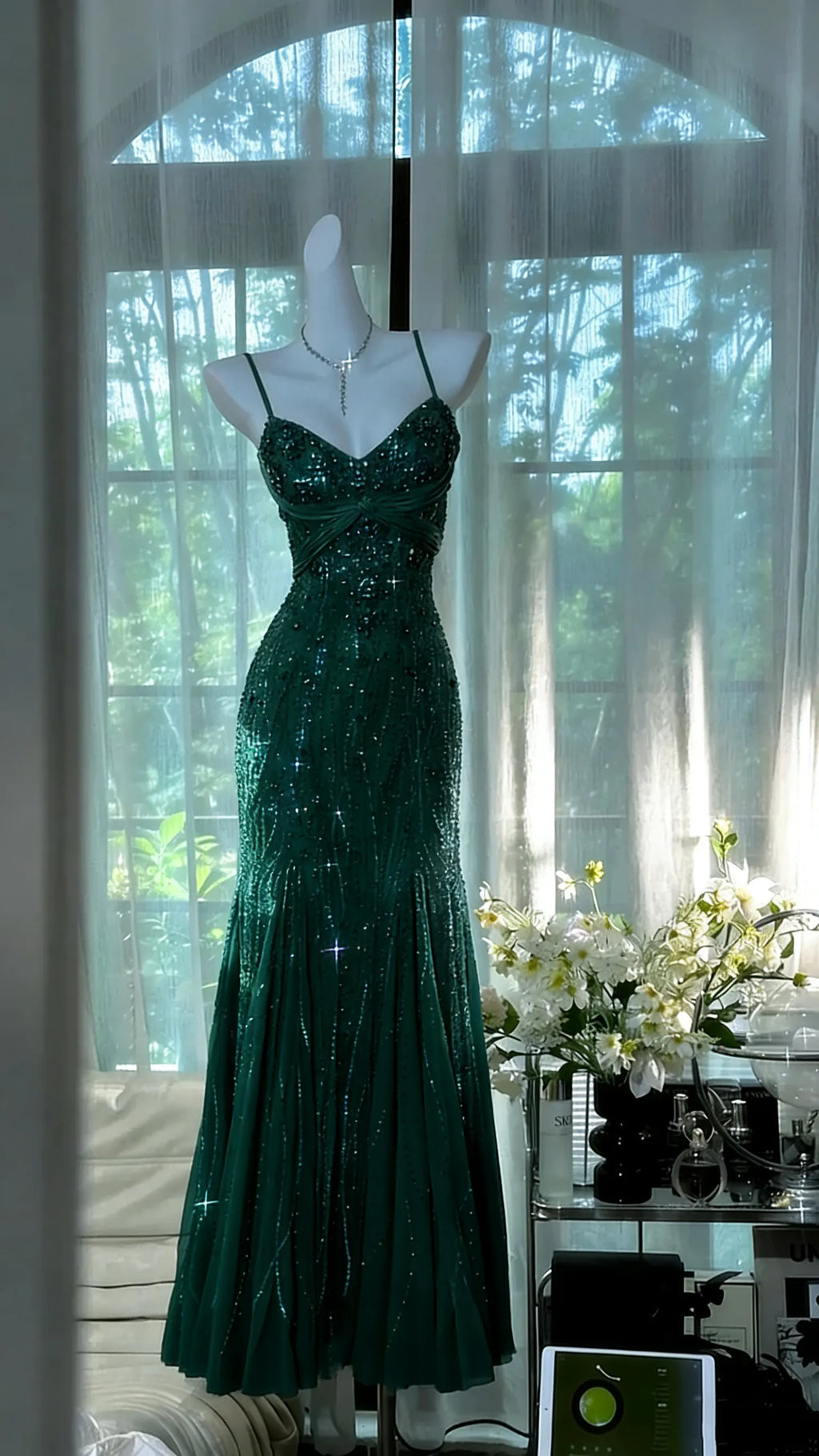 Gold Grass Green Vintage Beading Long Elegant Chiffon Homecoming Dress Ball Dress Evening Dress Birthday Party Dress Date Dress Prom Dress
