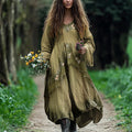Vintage Chiffon Floral Double Layer Design Women's Dress