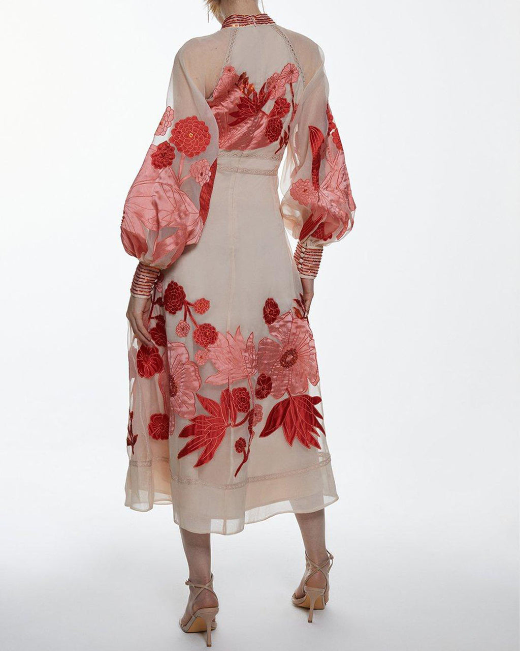 Tall Applique Organdie Woven Midi Dress