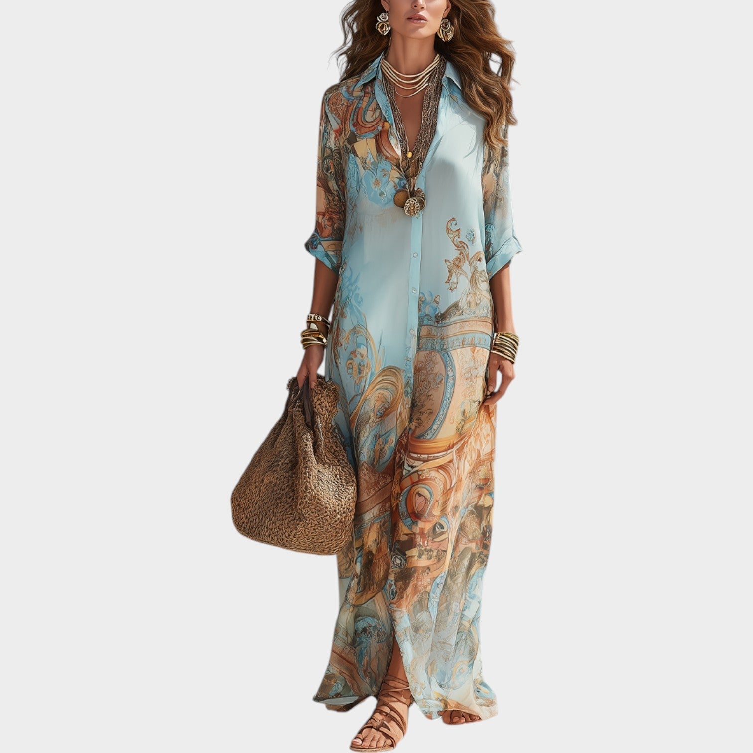 Vintage Muse Printed Maxi Dress