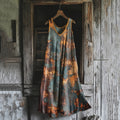 Vintage Rust Art Tank Midi Dress 8d23