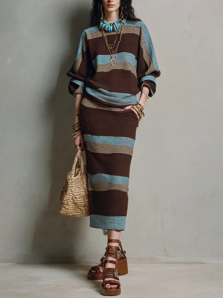 Relaxed Vintage Oversized Sweater & Column Midi Skirt Outfit