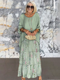 Solid Color Women's Gradient Clover Art Print Elegant Chiffon Cake Skirt