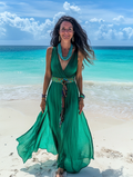 Summer vacation fashion elegant contrast color dress f639