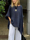Women's Solid Color Art Casual 3/4 Sleeve Cotton Linen Shirt