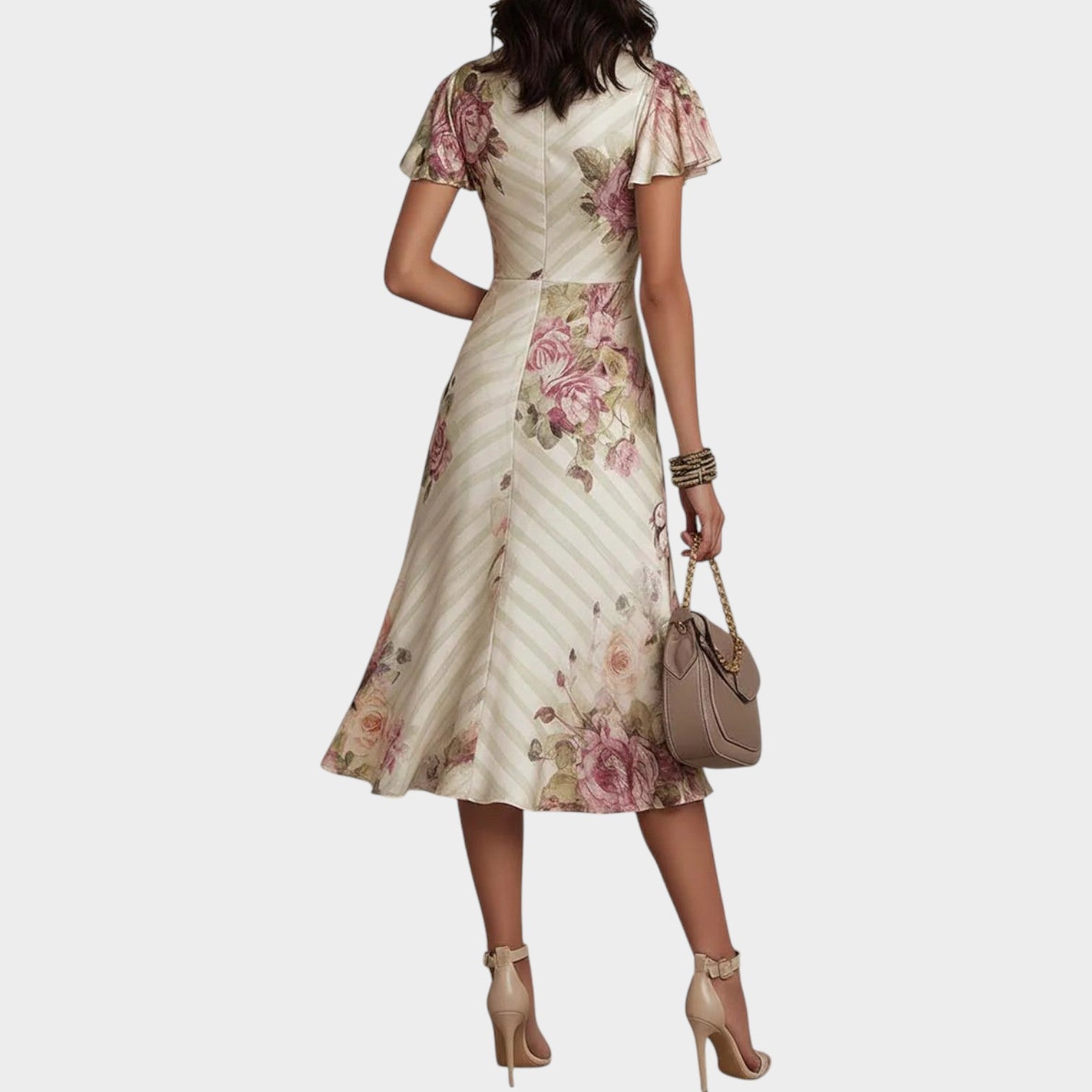 Elegant Floral Wrap Midi Dress