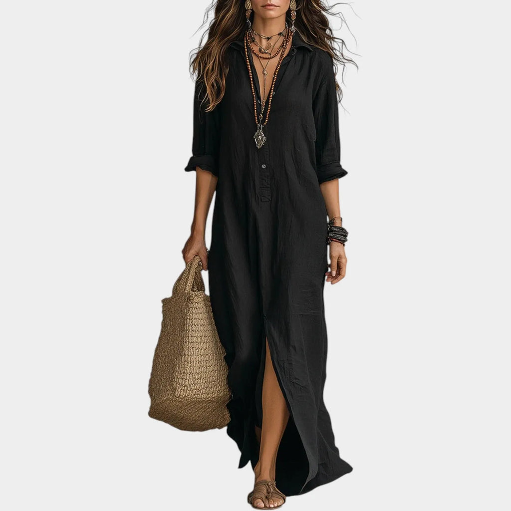 Flowy Button-Front Maxi Dress