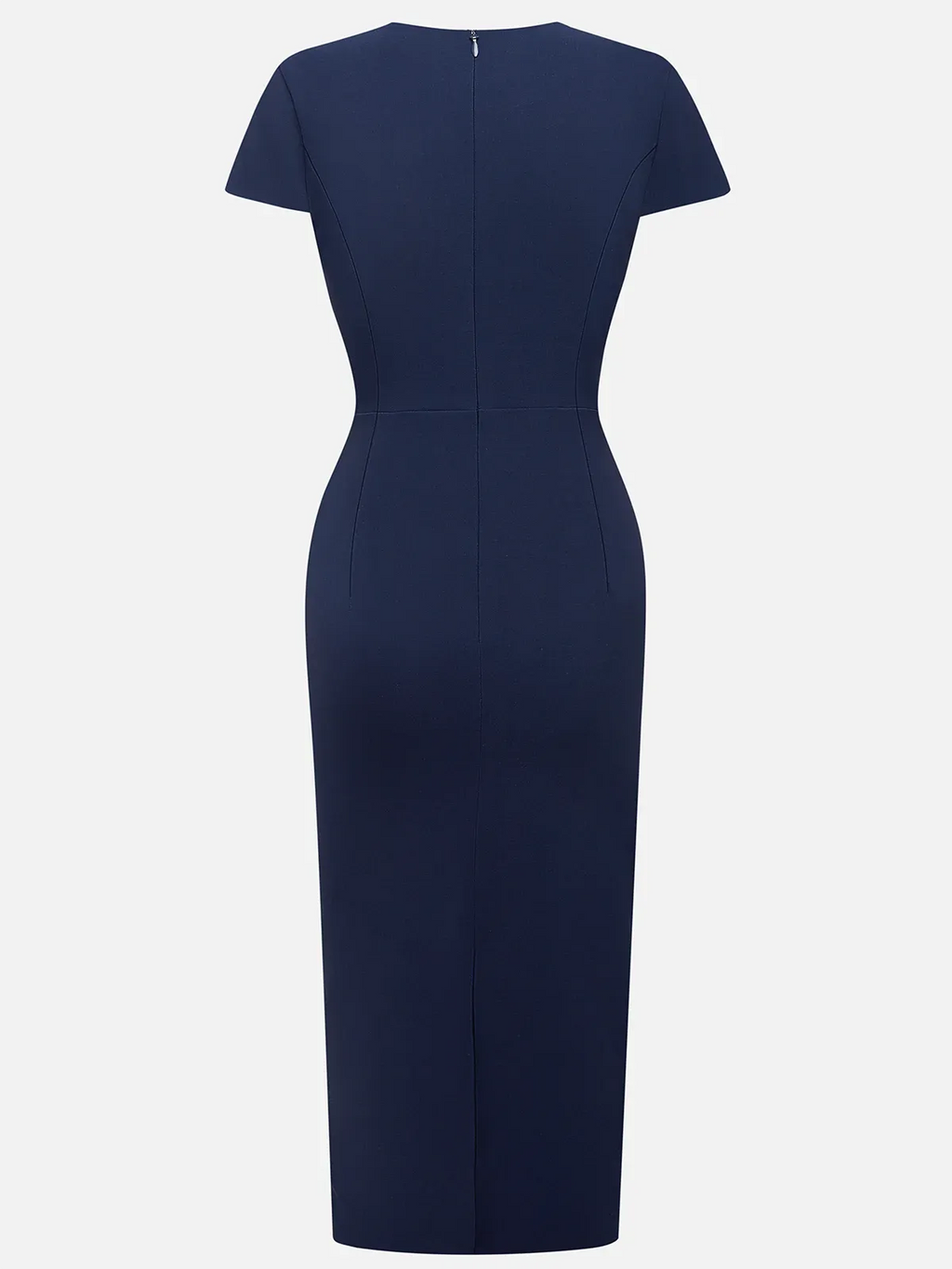 Purplish Blue Embroidery Applique Sheath Midi Dress
