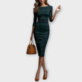 Elegant Plaid Midi Pencil Dress