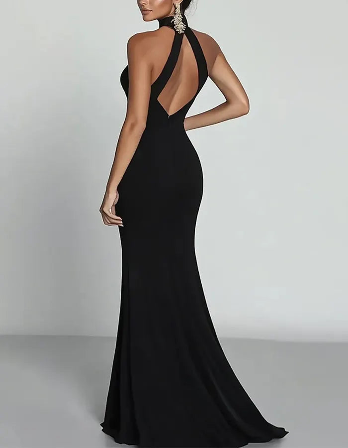 High Neckline and Keyhole Cutouts Maxi Dress