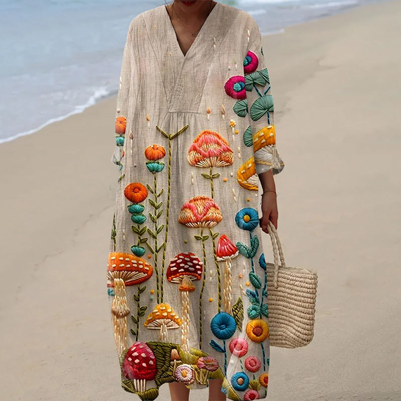 Women's Embroidery Floral Art Print Dress