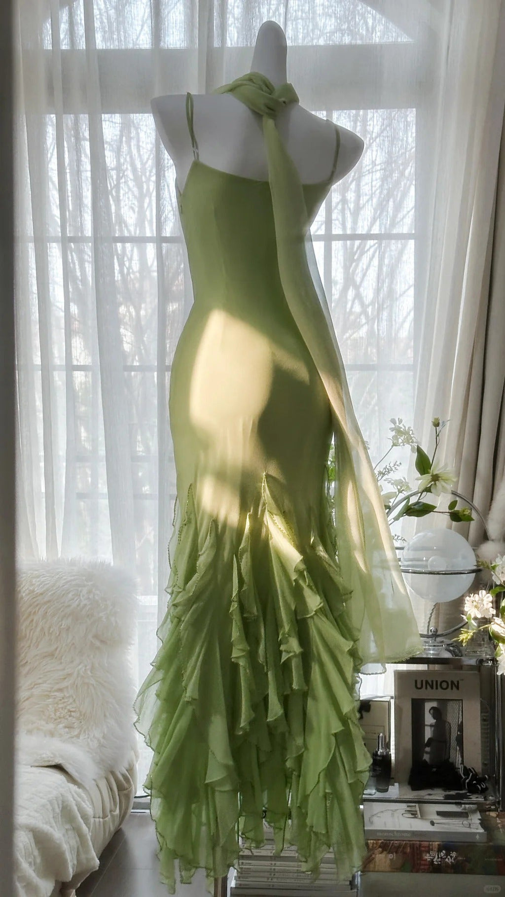 Vintage Evening Dresses, Sleeveless Green Party Gowns  25524